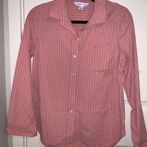 Pink striped button up long sleeve
